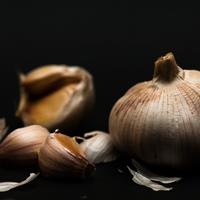 Garlic bulbs in shadows